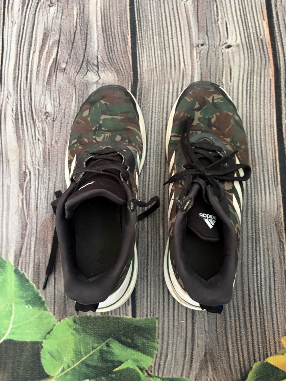 adidas Camo Lace-Up Sneakers in Green and Black
